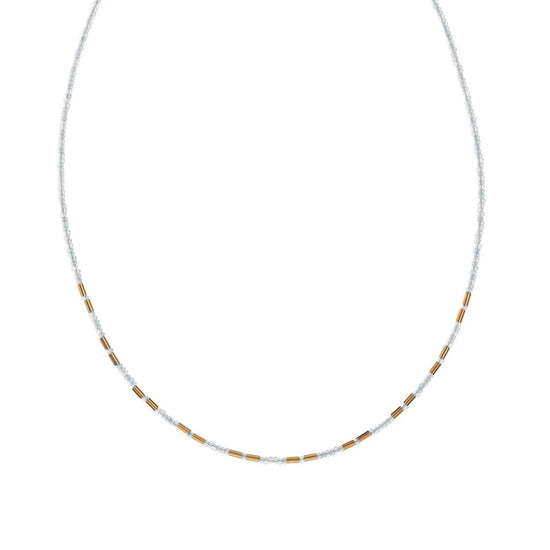 Collana donna Alisia in argento dorato con cristalli miyuki bianchi e tubicini AL4577-ORO-BIANCO-1