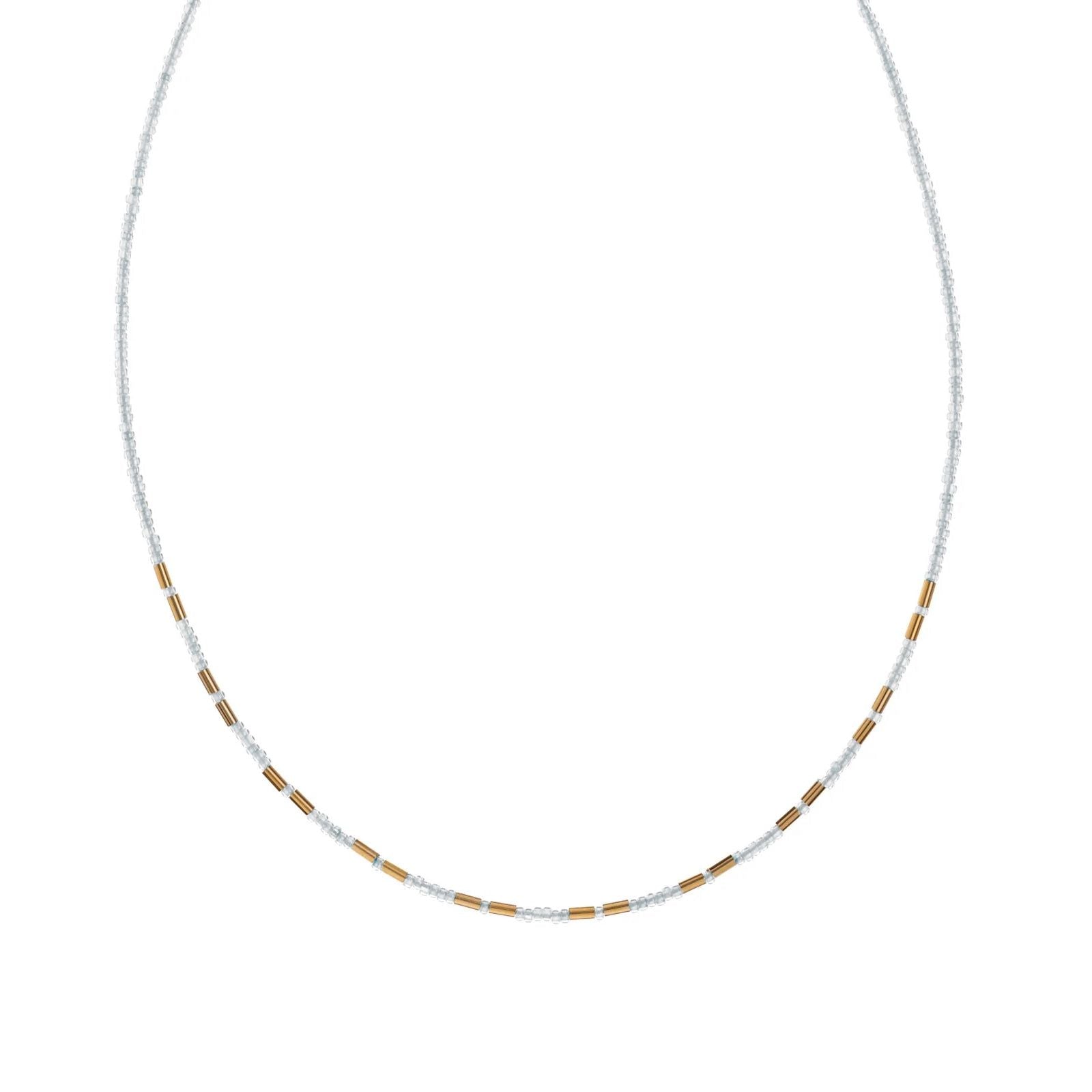 Collana donna Alisia in argento dorato con cristalli miyuki bianchi e tubicini AL4577-ORO-BIANCO-1