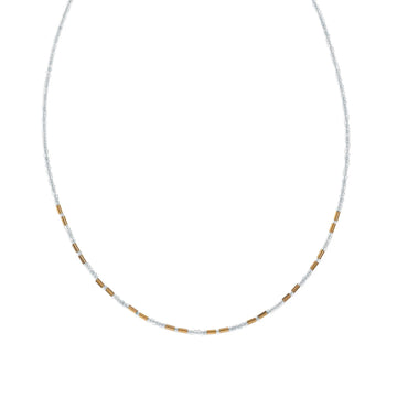 Collana donna Alisia in argento dorato con cristalli miyuki bianchi e tubicini AL4577-ORO-BIANCO-1