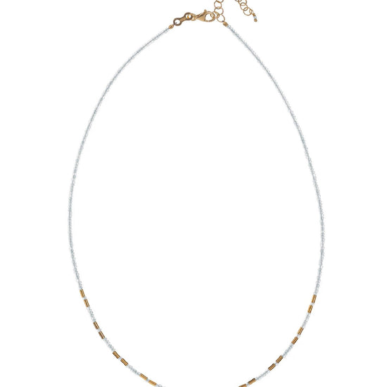 Collana donna Alisia in argento dorato con cristalli miyuki bianchi e tubicini AL4577-ORO-BIANCO-2