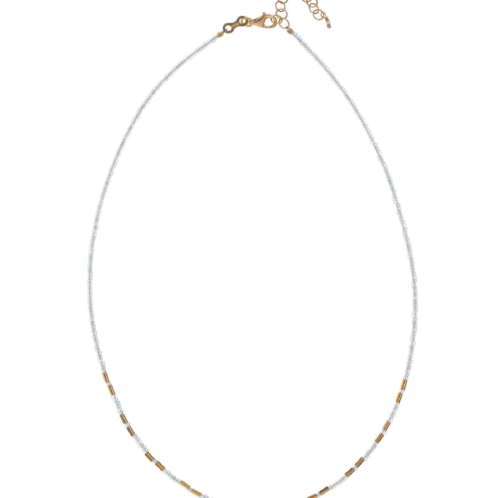 Collana donna Alisia in argento dorato con cristalli miyuki bianchi e tubicini AL4577-ORO-BIANCO-2