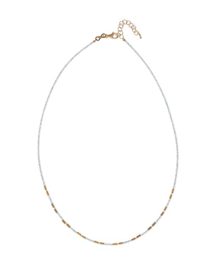 Collana girocollo da donna Alisia in argento 925 dorato con tubicini e cristalli miyuki bianchi AL4577-ORO-BIANCO