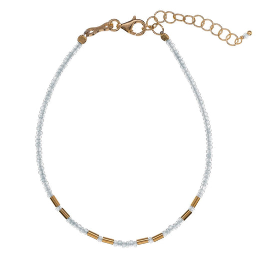 Bracciale donna Alisia in argento dorato con cristalli miyuki bianchi e tubicini AL4578-ORO-BIANCO-1