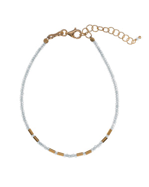 Bracciale catena da donna Alisia in argento 925 dorato con tubicini e cristalli miyuki bianchi AL4578-ORO-BIANCO