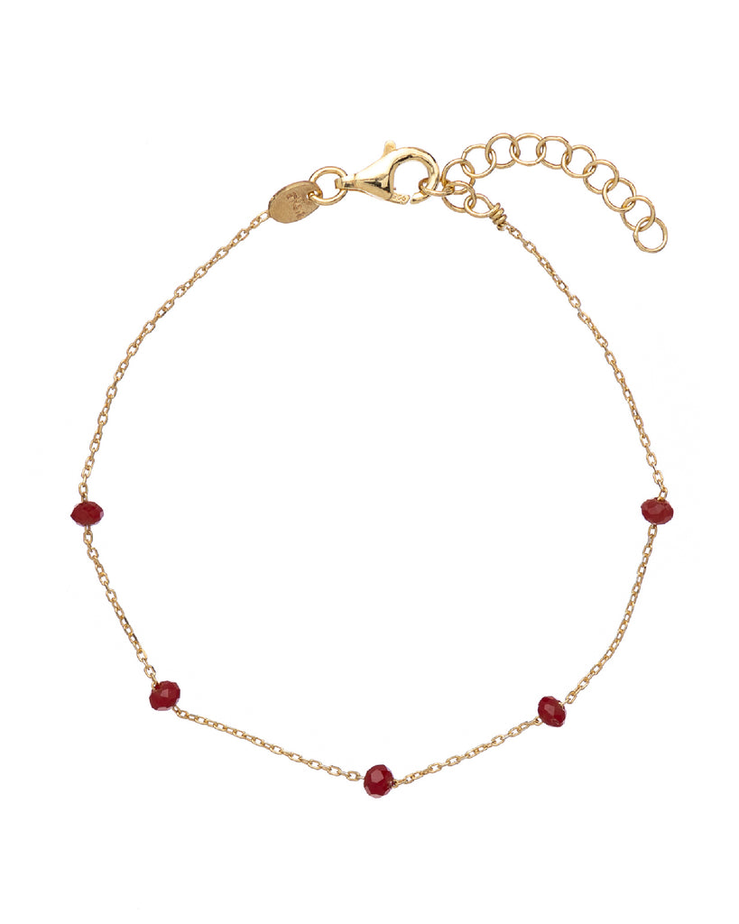Bracciale catena da donna Alisia in argento 925 dorato con 5 pietre di colore bordeaux AL879-ORO-BORDEAUX