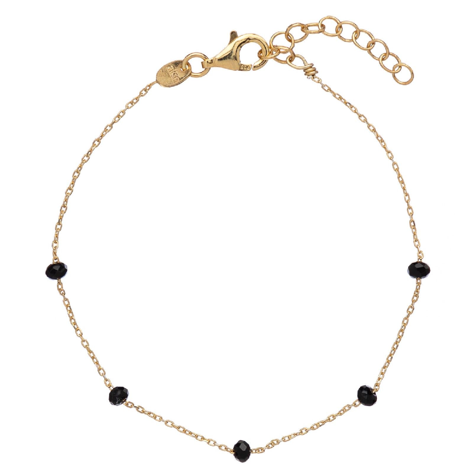 Bracciale donna Alisia in argento dorato 5 pietre nere AL879-ORO-NERO-1