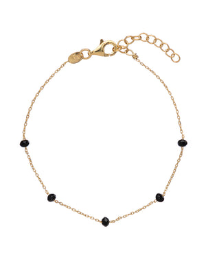 Bracciale catena da donna Alisia in argento 925 dorato con 5 pietre di colore nero AL879-ORO-NERO