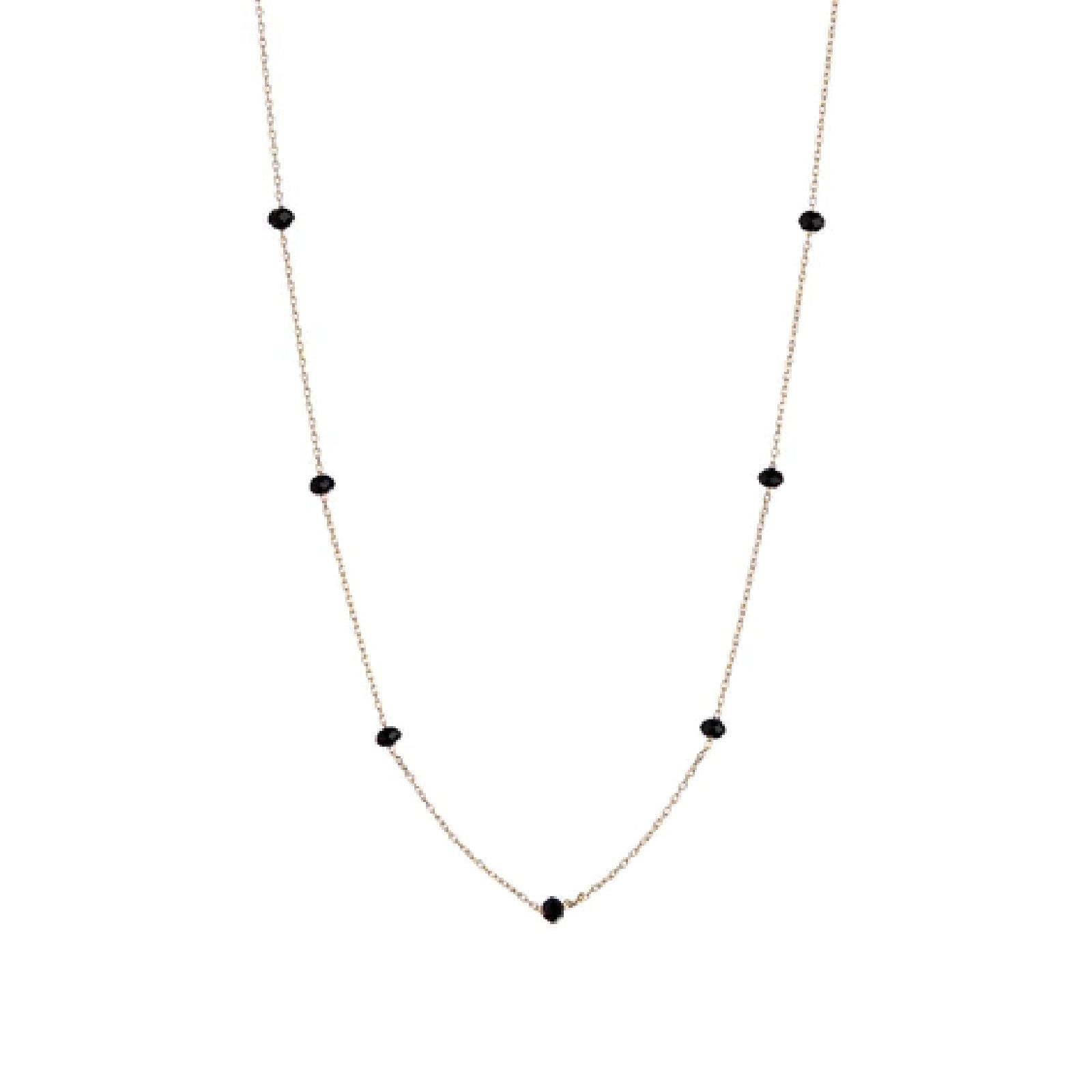 Collana donna Alisia in argento dorato 8 pietre nere AL880-ORO-NERO-1