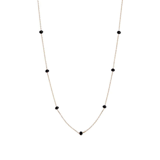 Collana donna Alisia in argento dorato 8 pietre nere AL880-ORO-NERO-1