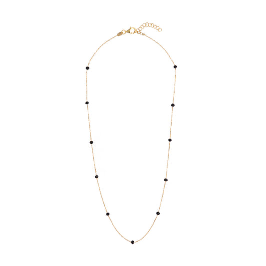 Collana donna Alisia in argento dorato 8 pietre nere AL880-ORO-NERO