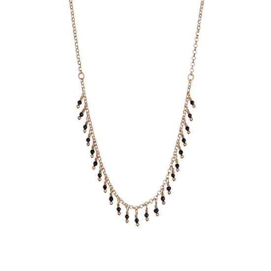 Collana donna Alisia in argento dorato con piccoli spinelli neri AL907-ORO-SPINELLO-1