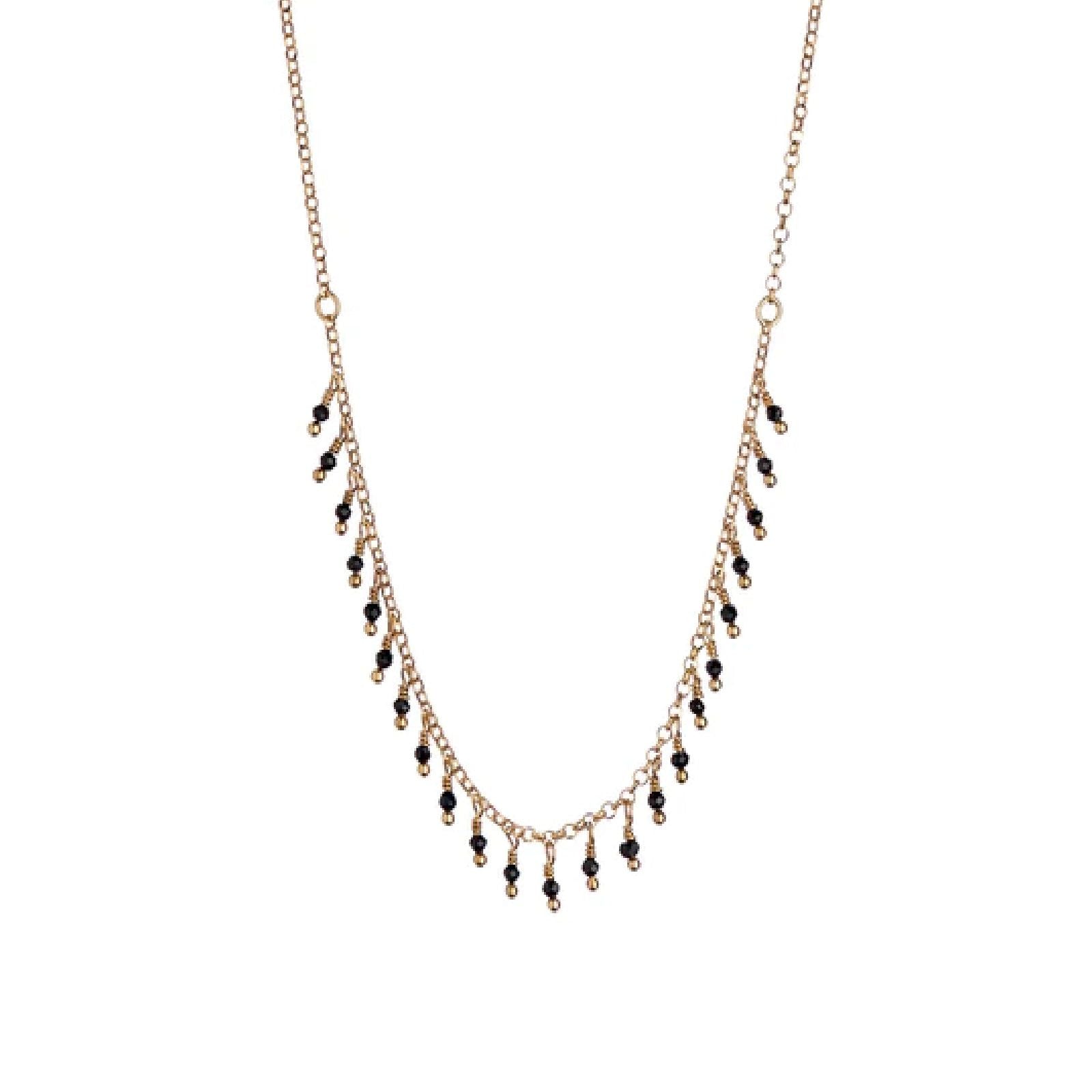 Collana donna Alisia in argento dorato con piccoli spinelli neri AL907-ORO-SPINELLO-1