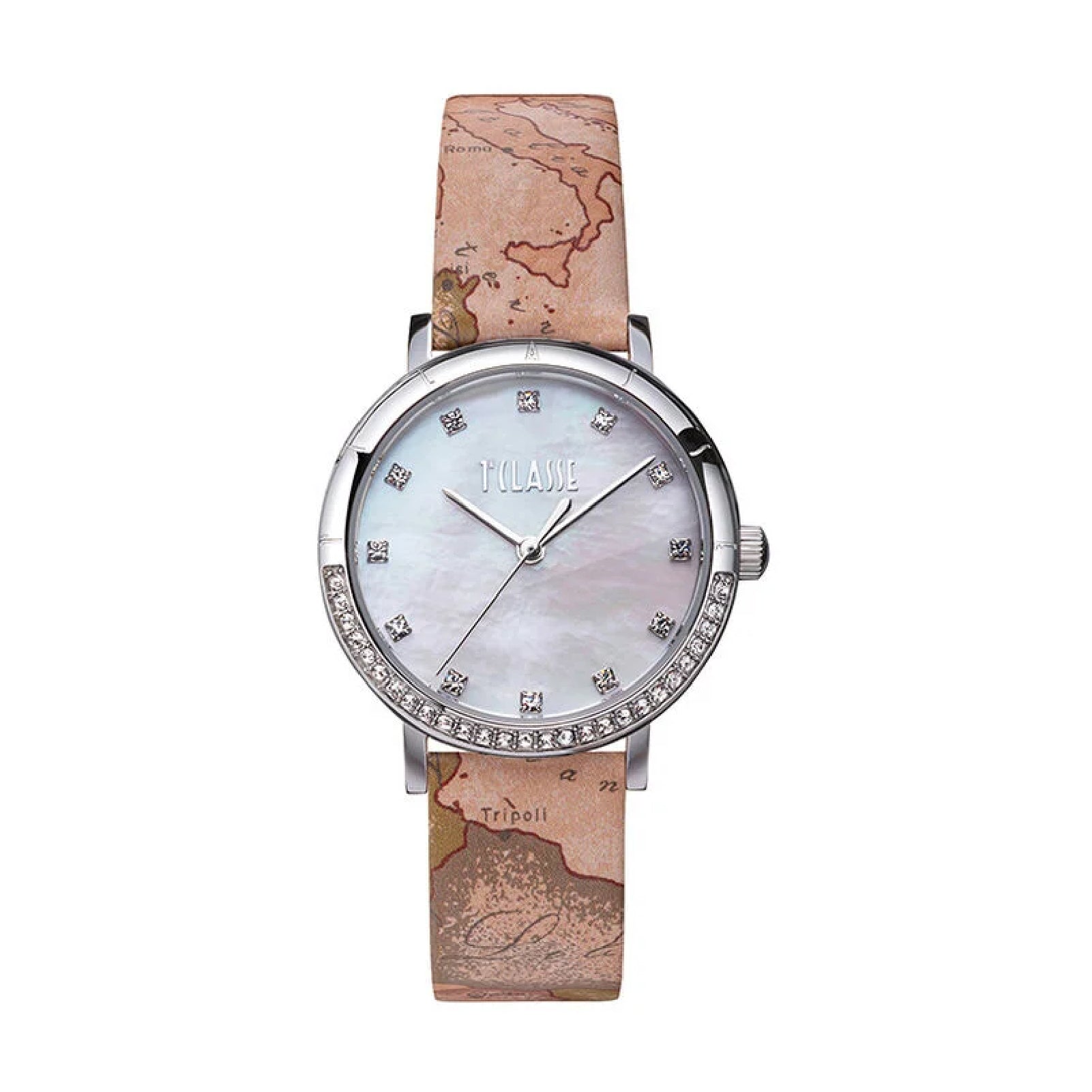 Orologio Alviero Martini 1ª Classe in acciaio e pelle cristalli MISURA UNICA