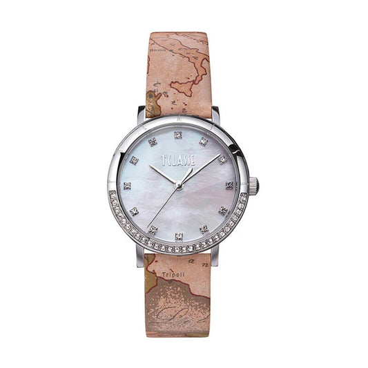 Orologio Alviero Martini 1ª Classe in acciaio e pelle cristalli MISURA UNICA