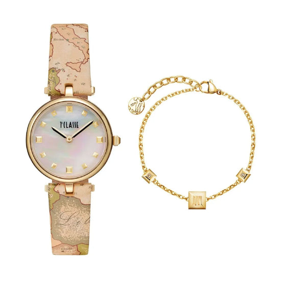 Set Alviero Martini orologio e bracciale in acciaio dorato MISURA UNICA