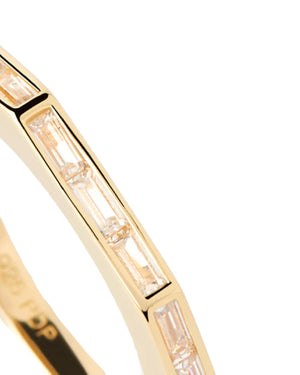 Anello veretta da donna della collezione PDPAOLA Essential Bari in argento 925 dorato con zirconi bianchi rettangolari al centro AN01-A04
