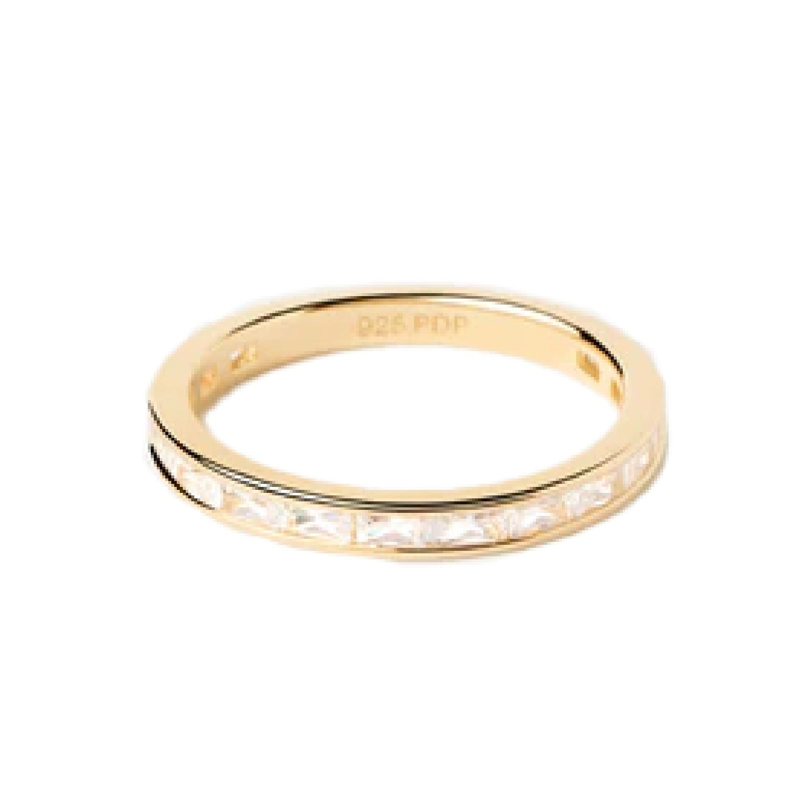 Anello tuttogiro donna PDPAOLA Essential argento dorato zirconi rettangolari AN01-A05-1