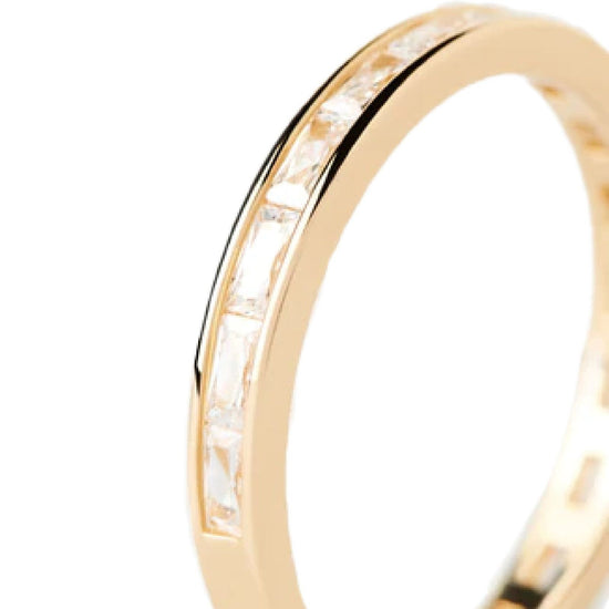 Anello tuttogiro donna PDPAOLA Essential argento dorato zirconi rettangolari AN01-A05-3