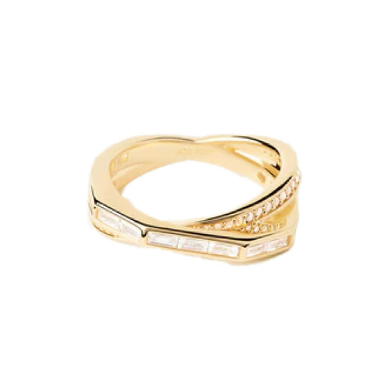 Anello donna PDPAOLA Essential argento oro doppia fascia zirconi AN01-A10-1