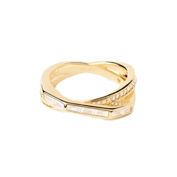 Anello donna PDPAOLA Essential argento oro doppia fascia zirconi AN01-A10-1