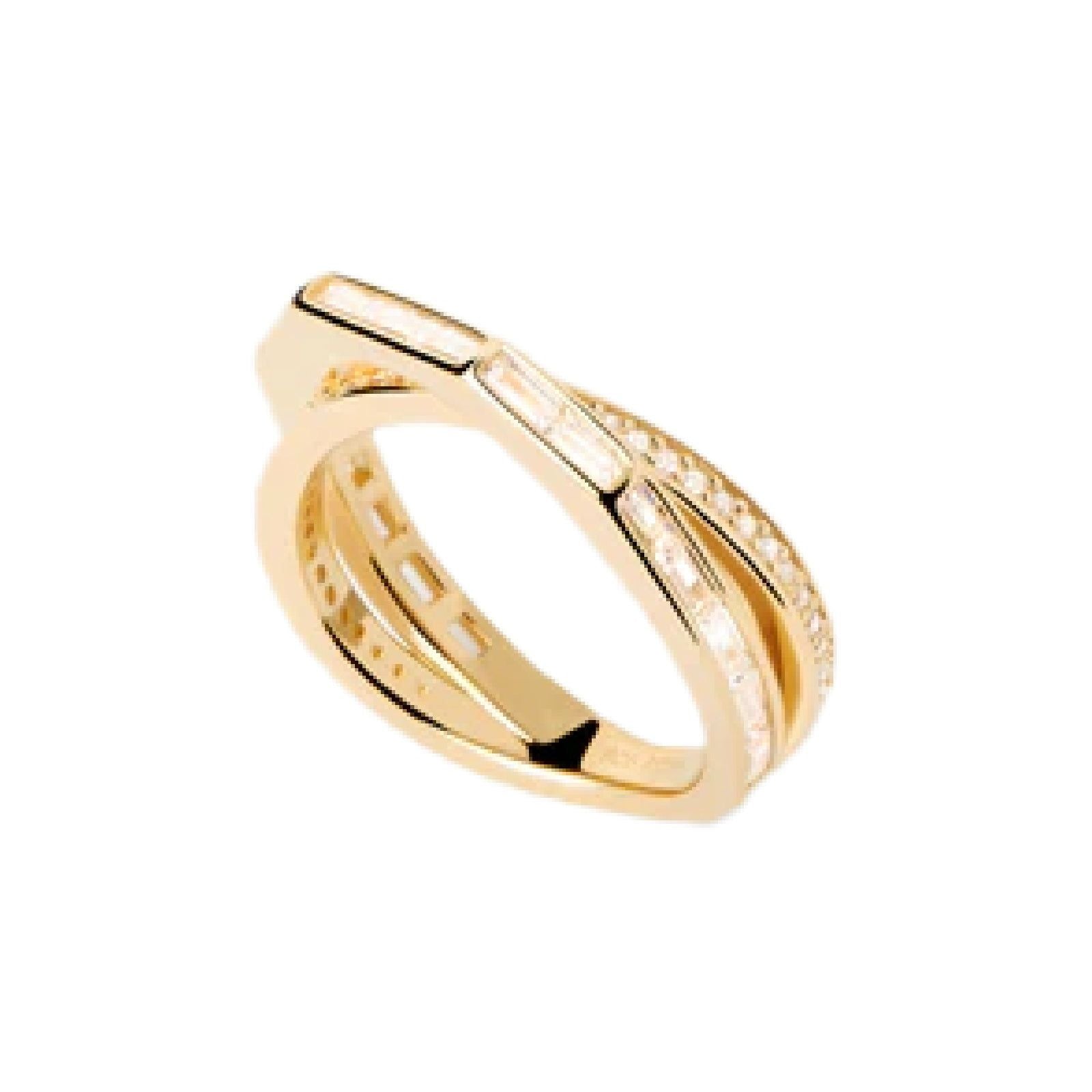 Anello donna PDPAOLA Essential argento oro doppia fascia zirconi AN01-A10-2