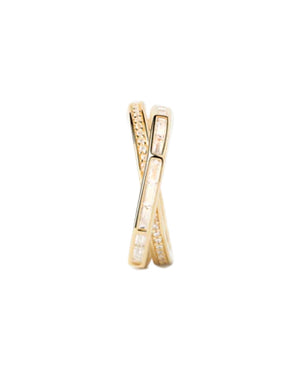 Anello da donna della collezione PDPAOLA Essential Olivia argento 925 dorato con due fasce incrociate e zirconi bianchi AN01-A10