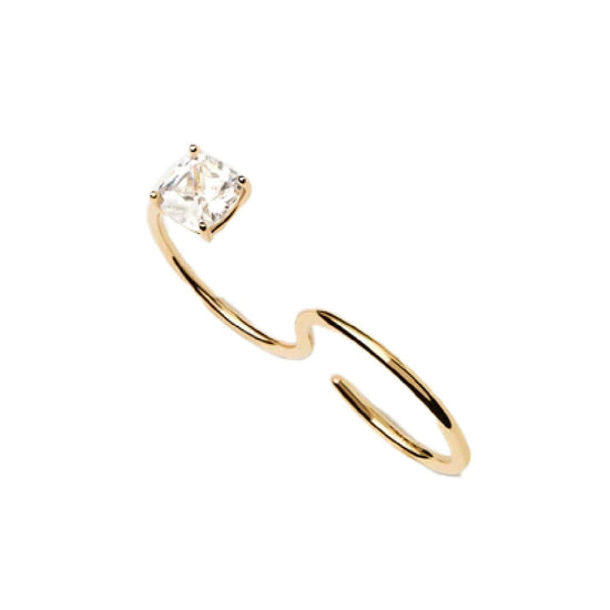 Anello doppio dito e solitario donna PDPAOLA Essential argento oro zircone AN01-A27-1