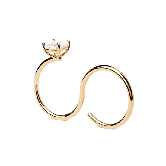Anello doppio dito e solitario donna PDPAOLA Essential argento oro zircone AN01-A27-2