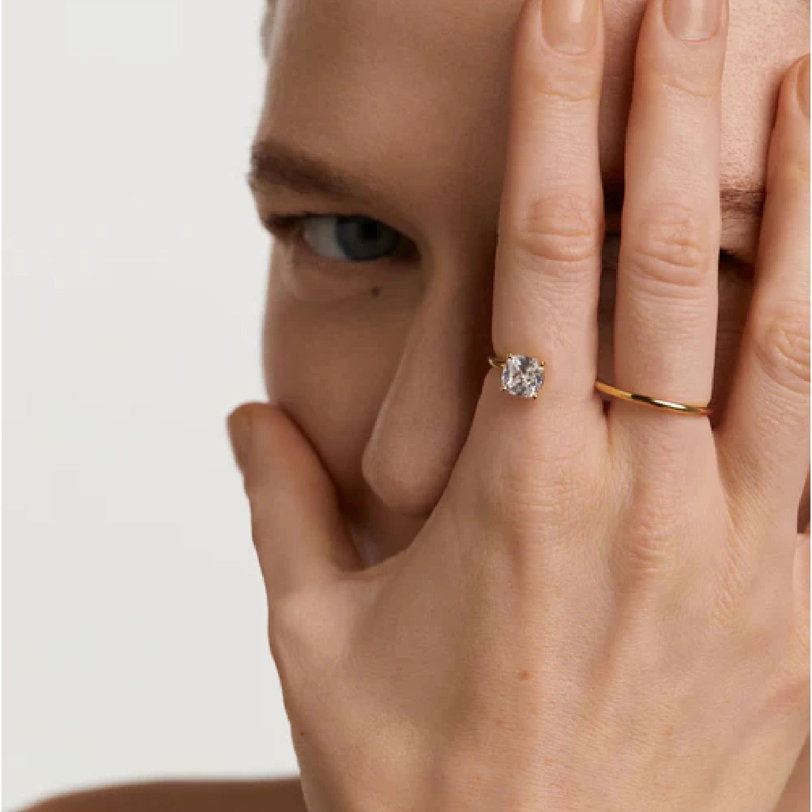 Anello doppio dito e solitario donna PDPAOLA Essential argento oro zircone AN01-A27-4