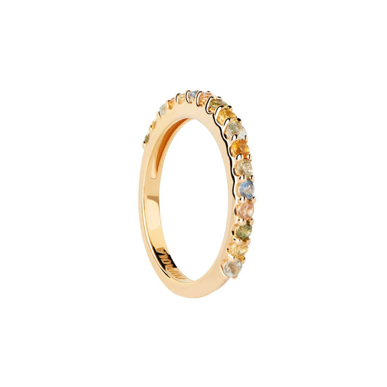 Anello donna PDPAOLA Essential Rainbow in argento dorato zirconi multicolor AN01-C07-1