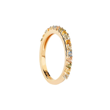 Anello donna PDPAOLA Essential Rainbow in argento dorato zirconi multicolor AN01-C07-1