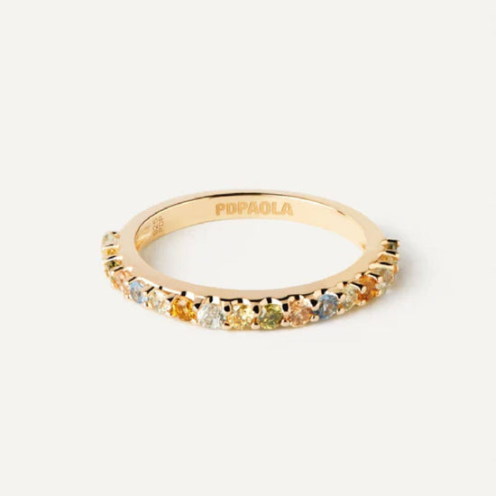 Anello donna PDPAOLA Essential Rainbow in argento dorato zirconi multicolor AN01-C07-2