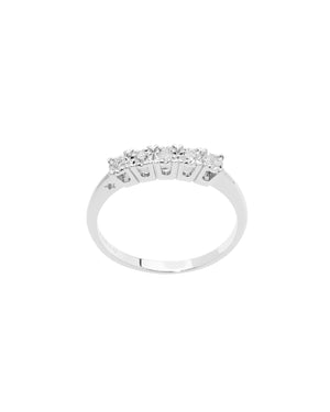Anello Comete Fedine da donna in oro bianco 750 con diamanti naturali di caratura totale 0,10, colore G e purezza SI ANB2662