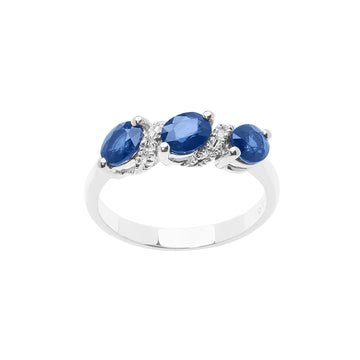 Anello donna Comete Vittoria oro bianco con diamante di carati 0,03 e zaffiri ANB2668-1