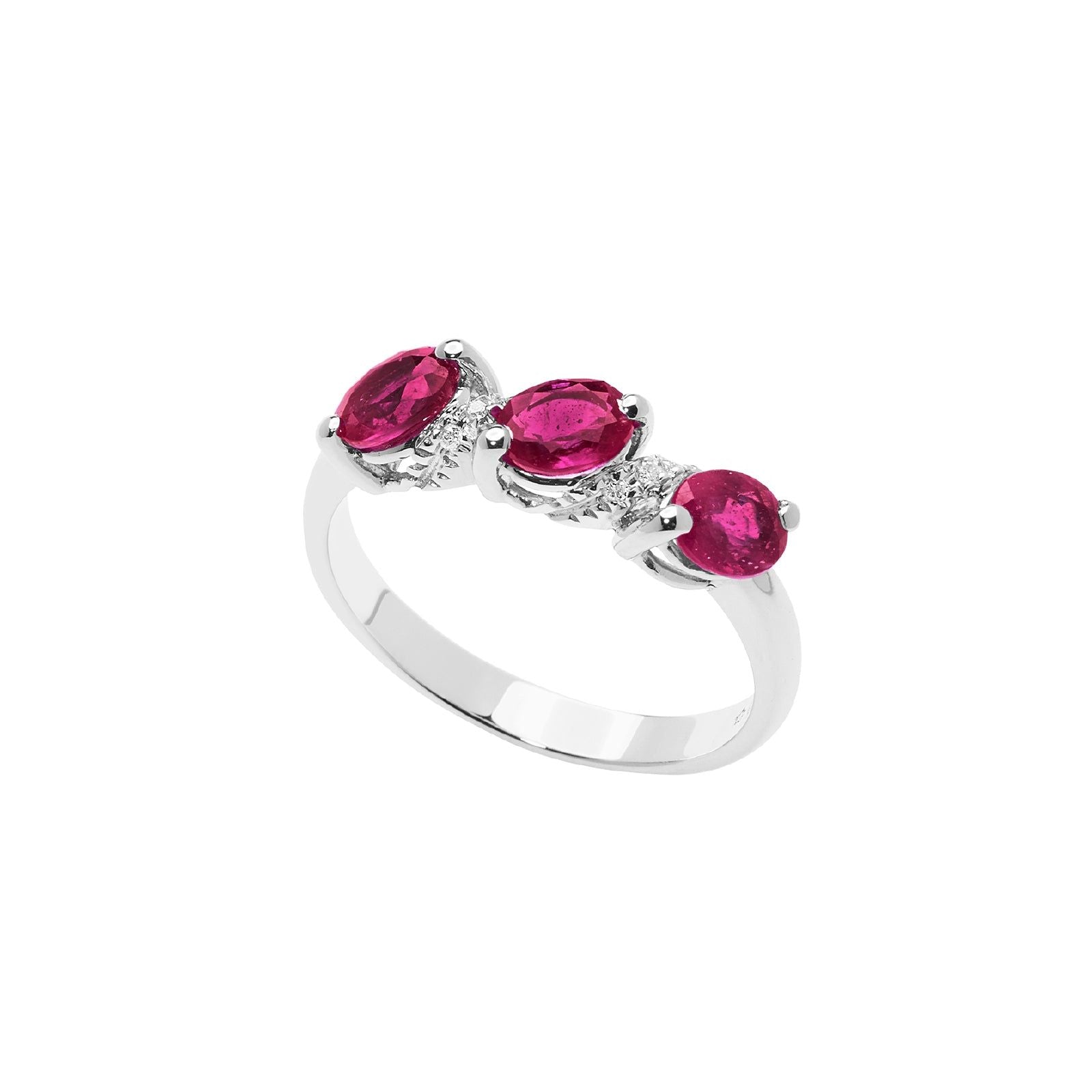 Anello donna Comete Vittoria oro bianco con diamante di carati 0,03 e rubini ANB2669-1