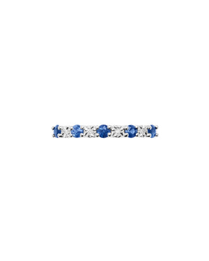 Anello veretta Comete Momenti da donna in oro bianco 750 con diamanti di caratura 0,015, G e SI e zaffiri di carati 0,44 ANB2674