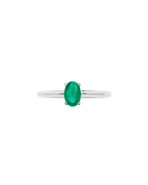 Anello solitario della collezione Comete Fantasia Di Colore da donna in oro bianco 750 con smeraldo verde ovale di carati 0,43 ANB2677