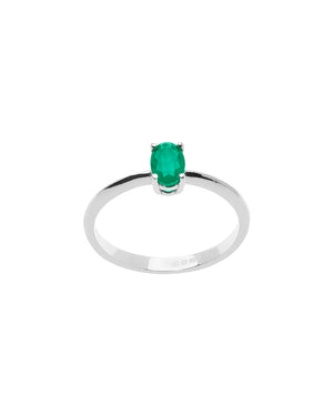 Anello solitario della collezione Comete Fantasia Di Colore da donna in oro bianco 750 con smeraldo verde ovale di carati 0,43 ANB2677