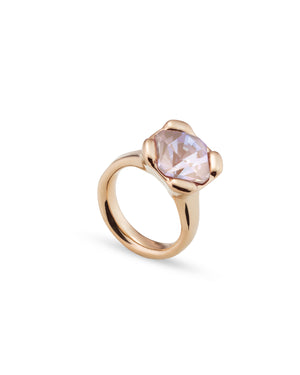 Anello solitario da donna Uno de 50 Charismatic Rock n' Pink in lega metallica dorata con cristallo rosa in design geometrico ANI0789RSAORO