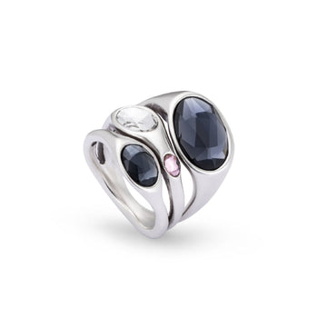 Anello Uno de 50 donna argento con cristalli sfaccettati ANI0809MCLMTL-1