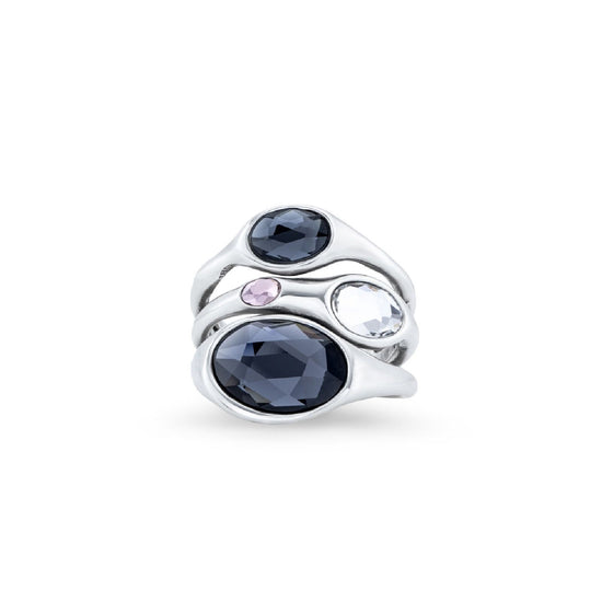 Anello Uno de 50 donna argento con cristalli sfaccettati ANI0809MCLMTL-2