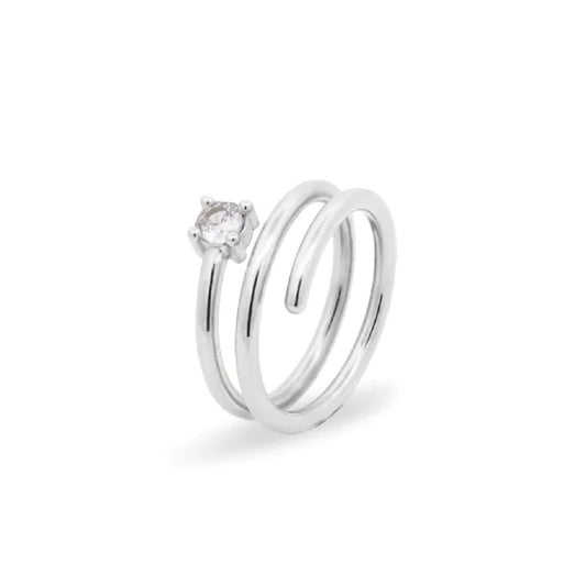 Anello donna Rue Des Mille Shapes in argento a spirale e zircone ANZ-020-M1-RH-1
