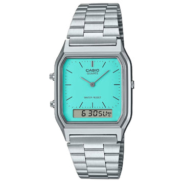 Orologio analogico digitale Casio Vintage unisex quadrante verde acqua/azzurro 38x29mm AQ-230A-2A2MQYES-1