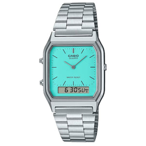 Orologio analogico digitale Casio Vintage unisex cassa 38x29mm resina quadrante tiffany bracciale acciaio AQ-230A-2A2MQYES