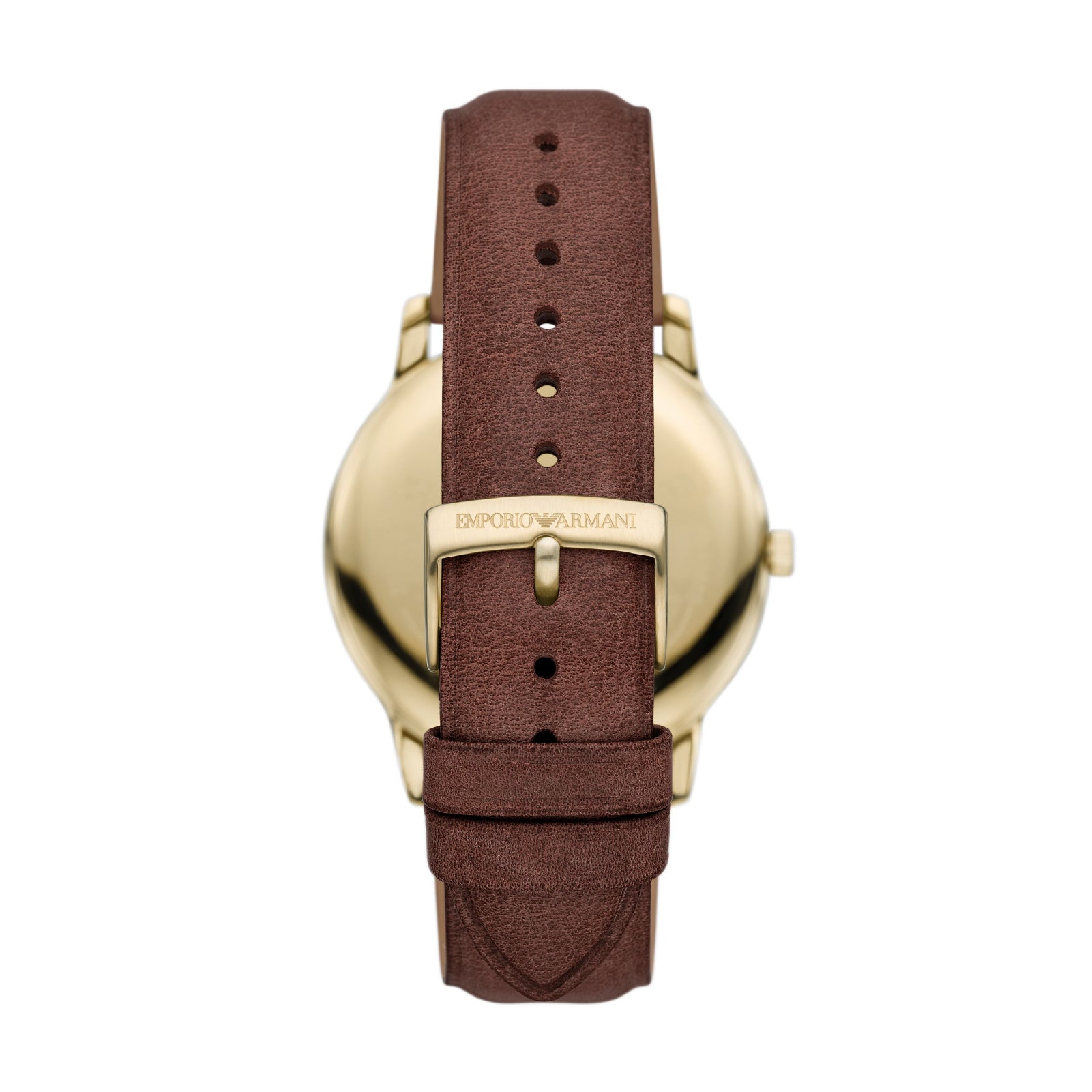 Orologio Armani in acciaio dorato e cinturino pelle marrone MISURA UNICA