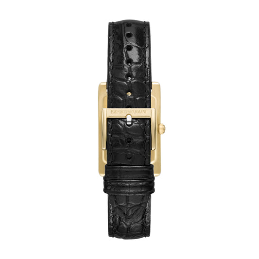 Orologio solo tempo uomo Emporio Armani acciaio e pelle nera MISURA UNICA