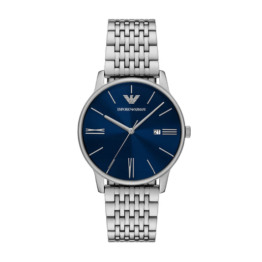 Orologio solo tempo Emporio Armani in acciaio quadrante blu MISURA UNICA