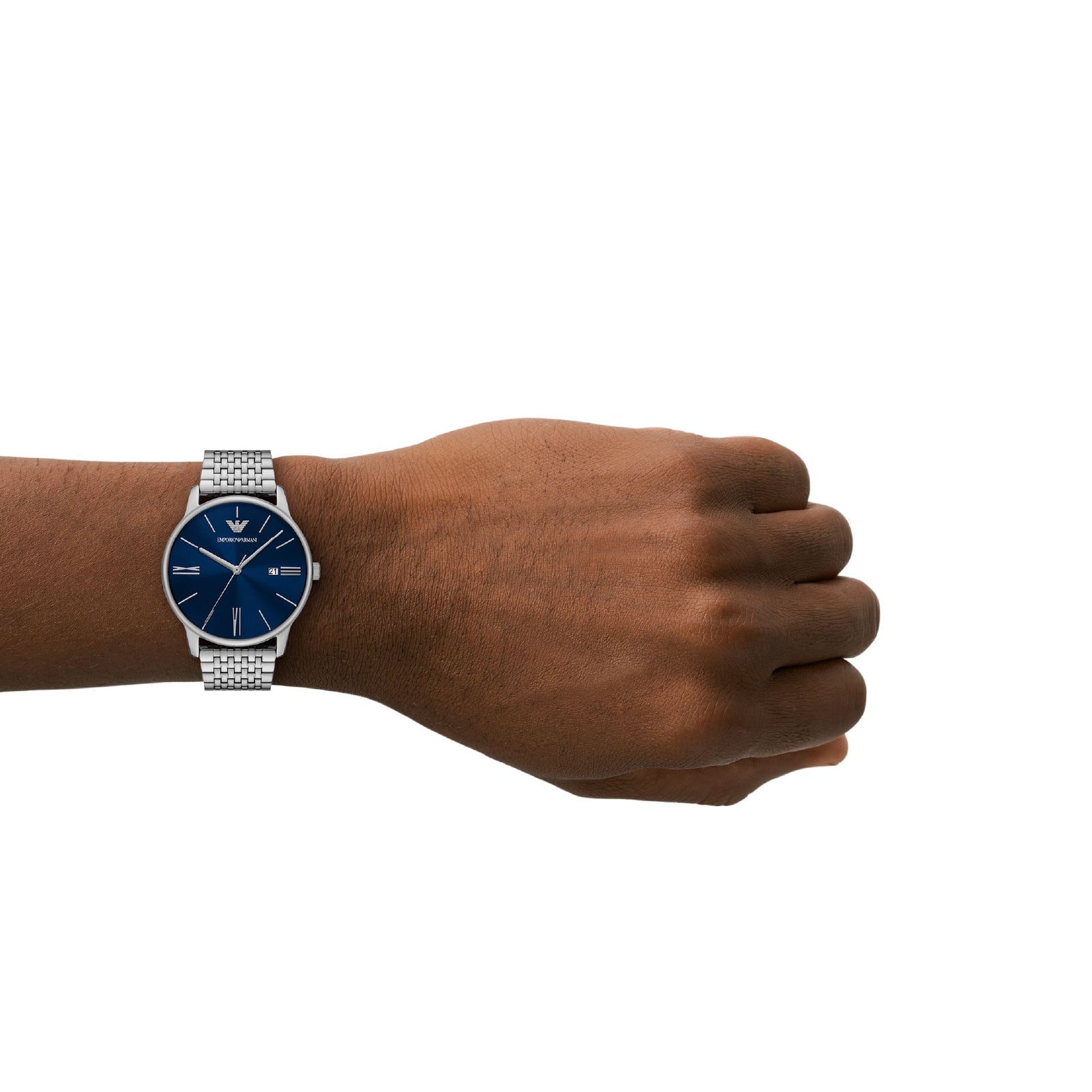 Orologio solo tempo Emporio Armani in acciaio quadrante blu MISURA UNICA