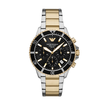 Orologio uomo Armani in acciaio bicolor con quadrante nero MISURA UNICA