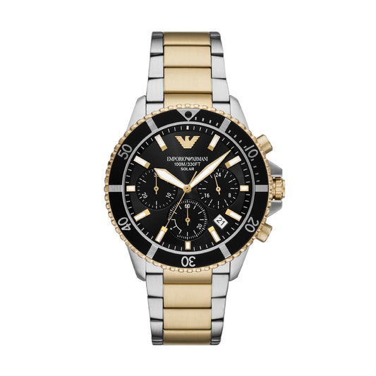 Orologio uomo Armani in acciaio bicolor con quadrante nero MISURA UNICA
